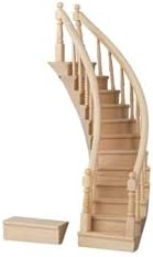 Dollhouse Miniature Assembled Left-Curve Staircase