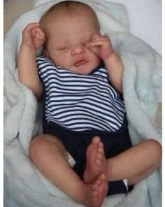 Angelbaby Reborn Realistic Baby Dolls Look Real 19 Inch Newborn Sleeping Baby Boy Soft Silicone Vinyl Real Eyes Closed Baby Feeling Handmade Reborn Doll with Accessories for Kids Gifts
