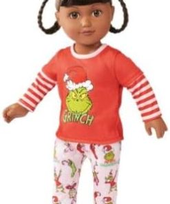 My Life As Grinch Sleepover 18 inch Doll Christmas Holiday Collectible w/Bonus (Dk Brunette/Brown) 2