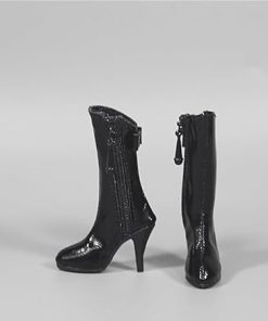 1/6 Scale Female Soldier Model Figure Doll Shoes Ankle Boots Pointed Toe Mid Calf Boots for 12 Inch Movable Doll Action Figure Accessories Doll(Black) 2