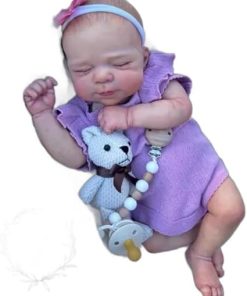 19 Inches Soft Cloth Body Newborn Baby Dolls Girl Sweet Sleeping Real Life Reborn Baby Doll Realistic Toy Doll Accessories for Kids Age 3+