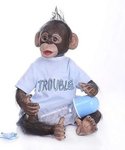 16Inch 40cm Bebe Doll Reborn Toddler Monkey Crafted in Soft Silicone Cotton Body Realistic Cute Baby Toy (Blue) 2