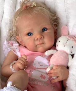 Lifelike Reborn Baby Dolls Eyes Open 18 inch Realistic Newborn Silicone Baby Dolls Soft Body with Rooted Blonde Hair Handmade Real Looking Baby Dolls Toy for Kids 3+
