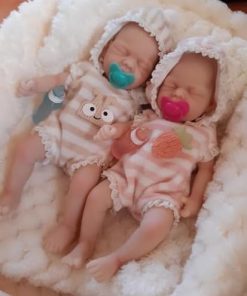 Reborn Baby Doll Twins 7 Inch Silicone Doll Mini Realistic Newborn Baby Dolls Silicone Full Body Stress Relief Hand Made