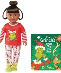 My Life As Grinch Sleepover 18 inch Doll Christmas Holiday Collectible w/Bonus (Dk Brunette/Brown)