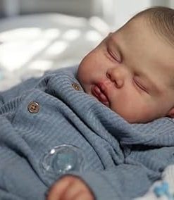 24 Inch Pickle Newborn Vinyl Baby Sleeping Doll Realistic Lifelike Reborn Dolls Soft Cloth Body Toddler Doll Toy Accessories for Kids & Collection 2