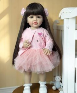 22 Inches Realistic Baby Reborn Dolls Silicone Full Body Girl Reborn Toddler Washable Baby Dolls That Look 2