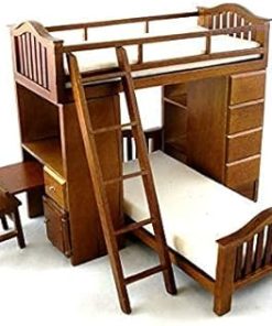 Aztec Imports, Inc. Dollhouse Miniature Student’s Walnut Bunkbed Loft 2