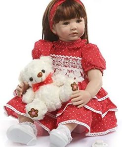 Adorable 24 Inches Reborn Toddler Girl Doll Long Hair Reborn Doll Soft Vinyl Baby Real Life Baby ToddlerToy Accessories for Kids Ages 3+