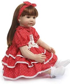 Adorable 24 Inches Reborn Toddler Girl Doll Long Hair Reborn Doll Soft Vinyl Baby Real Life Baby ToddlerToy Accessories for Kids Ages 3+ 2