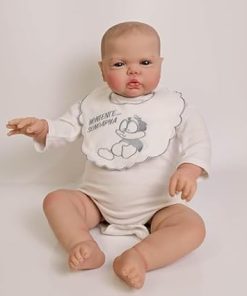 24 Inch Pickle Sleeping Boy Life Like Reborn Toddler Baby Doll Soft Vinyl Cloth Body Realistic Newborn Baby Doll Toy Hand Draw Hair for Kids & Collection