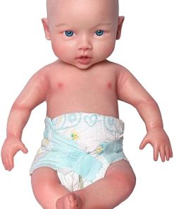 16.5 inch Realistic Full Silicone Baby Doll Can Drink Water,Lifelike Reborn Baby Dolls, Toy, and Collectible.Bald Girl