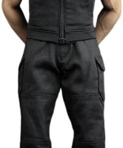 1/6 Scale Male Clothes,Male Zipper Sleeveless Hoodie Sweatshirt Pants Trousers Tactical Clothing with Shoes for 12inch Strong Muscler Action Figure Body (Black)