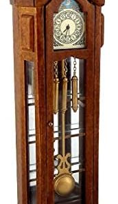 Melody Jane Dollhouse Working Walnut Grandfather Curio Clock Miniature JBM Hall Furniture