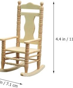 Alasum 5pcs Doll House Rocking Chair Mini Toy Home Decorations Wood Toys Dining Chairs Armchair Miniature Stool Decorative Mini House Chair House Furniture Props Mini Adornment Household 2