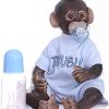 16Inch 40cm Bebe Doll Reborn Toddler Monkey Crafted in Soft Silicone Cotton Body Realistic Cute Baby Toy (Blue)