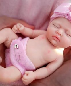 Mire & Mire 7″ Miniature Reborn Baby Dolls Silicone Full Body Baby Soft Skin Mini Realistic Newborn Baby Dolls Real Life Tiny Baby Doll with Feeding Accessories for Kids 3+…