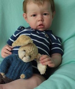 50CM Lifelike Soft Body Silicone Reborn Toddler Boy Doll Premie Baby Genesis Hand Painted Doll Cute Silicone Babies with Clothes and Accessories Gift for Kids