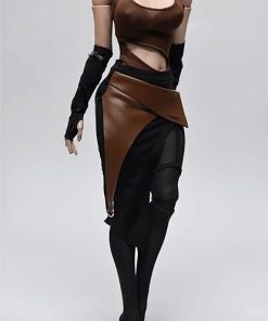 1/6 Scale Female Soldier Model Figure Doll Clothes Swimsuit Leather Skirt Wrist Wraps for 12 Inch Movable Doll Action Figure Miniatures Accessories Doll(Brown)