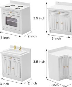 1:12 Scale Mini Wooden Furniture Miniature Kitchen Furniture Set Mini House Accessories Furniture Model for Birthday Gifts 2