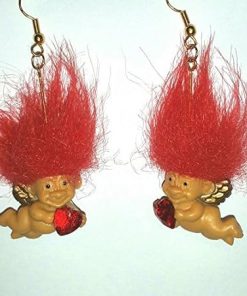 Valentine Cupid Troll Doll Earrings 1″ Good Luck Trolls w/ Hearts 2