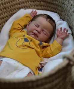 Angelbaby Lovely Sleeping Baby Real Looking Reborn Dolls Boy 19 Inch Handmade Soft Silicoine Realistic New Baby Re-Born Real Life Toddler Dolls with Toy Accessories Sets for Children 2