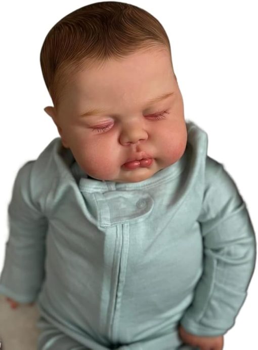 Angelbaby Lifelike Baby Reborn Dolls 24 Inch Soft Silicone Sleeping New Born Realistic Baby Doll Fat Face Toddler Boy with Visible Real Life Veins Handmade Painted Bebe Reborns for Child