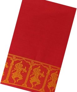 Handmade Bharatanatyam & Kuchipudi Dance Practice Cotton Saree (Red With Gold Colour Doll Border)