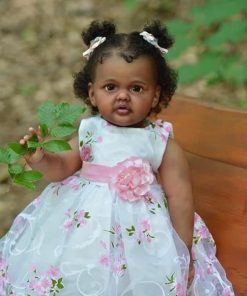 iCradle Reborn Baby Dolls 28 Inch Black Girls Weighted Silicone Toddler Doll African American Babies Lifelike Doll with Clothes and Toy Accessories Kids Gift for Age 3+