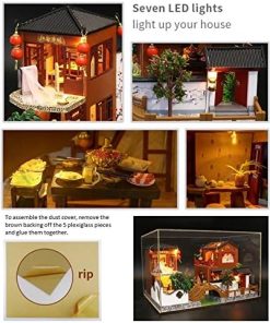 Cool Beans Boutique Miniature DIY Dollhouse Kit Wooden Chinese Villa River Walk with Dust Cover – Architecture Model kit (English Manual) (Chinese Villa by Creek) 2