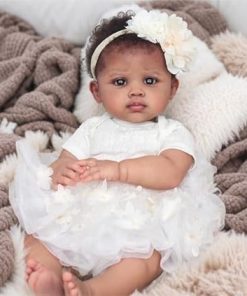 Reborn Baby Dolls Black with Lifelike Soft Body African American Realistic-Newborn Girl Doll 24 Inch Best Birthday Gift Set and Toy Accessories Gift for Kids Age 3+
