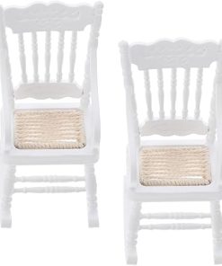 6 Pcs Miniature Wooden Rocking Chair Set for Dollhouse 1:12 Scale Accessories – Perfect for Home Decor and Christmas Craft Displays 2