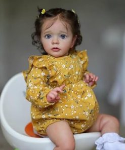 RXDOLL Realistic Reborn Baby Doll Toddler Girl 24 inches Lifelike Reborn Toddler Doll Girl Real Life Baby Doll Toy with Blue Eyes Yellow Clothes for Girls Birthday Gifts
