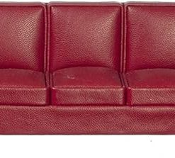 Melody Jane Dolls Houses Dollhouse RS Burgundy Leather 3 Seater Sofa Miniature Living Room Furniture