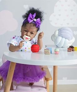 Anano 22 Inch Black Reborn Toddler Dolls African American Soft Vinyl Silicone Full Body Waterproof Newborn Girl Baby 2