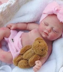 Mire & Mire 7″ Miniature Reborn Baby Dolls Silicone Full Body Baby Soft Skin Mini Realistic Newborn Baby Dolls with Feeding Accessories for Kids 3+