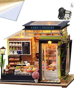 3D Miniature Bakery Dollhouse with Tiny Cakes & Furniture DIY Mini Dollhouse Kit with LED 1:24 Scale Amazing Birthday or Valentines Day Gift