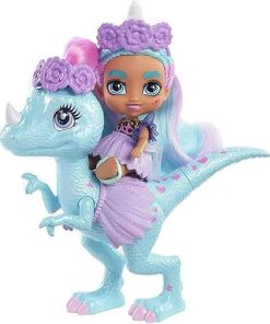 Cave Club Cave Tots Unicorn Tot Doll (Approx. 3.5-in) Small Doll with Dinosaur & Blue Hair, Wearing Outfit & Accessories, Gift for 4 Year Olds and Up