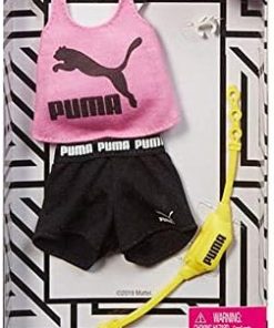 Barbie Clothes: Puma Branded Outfit Doll with 2 Accessories, Shorts Set, Multicolor, Model:GHX79 2