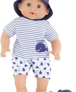 Corolle Bebe Bath Marin Baby Doll – 12″ Soft-Body with Rubber Whale Toy, Safe for Water Play in Bathtub or Pool, Vanilla-Scented – for Kids Ages 18 Months and up