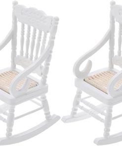 6 Pcs Miniature Wooden Rocking Chair Set for Dollhouse 1:12 Scale Accessories – Perfect for Home Decor and Christmas Craft Displays
