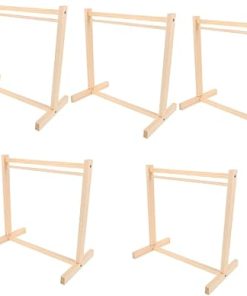 5pcs Dollhouse Mini Garment Rack Wooden Doll Clothing Storage Dress Rack for Dolls Space-Saving Accessory Display