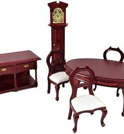 Melody Jane Dollhouse Miniature Furniture Set Mahogany 6 Piece Dining Room Set