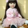 Pinky Reborn Baby Dolls 28 inch 70cm Silicone Vinyl Reborn Toddler Baby Doll Blonde Hair Realistic Real Lifelike Looking Newborn Dolls for Age 3+ 4