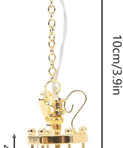 AirAds 1:12 Scale Dollhouse Miniature Pendant 2-Light Bulbs Gold Kitchen Island Pendant Light Island Light Dining Room Light LED Battery Light 2