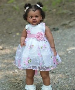 Pinky Reborn Baby Dolls Girls Black 28 Inch Lifelike Reborn Toddler African American Realistic Silicone Doll with Accessories Gift Set for Kids Age 3+ 2