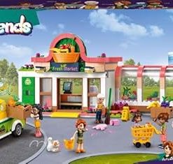LEGO Friends Organic Supermarket Toys for Girls and Boys from 8 Years Old, Play Set with Truck and 4 Character Dolls from 2023, Role Play Gift for Children 41729 2