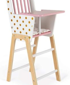 Janod Candy Chic Highchair – Wooden Baby Doll Chair – Ages 3+ – J05888