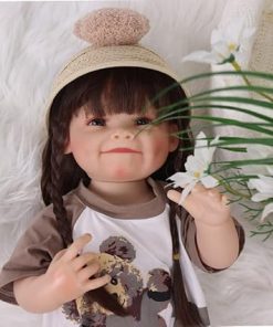 Lifelike Reborn Baby Dolls Girl, 24 Inch Soft Body Realistic Newborn Baby Dolls with Dress Hat Braided Hair, Realistic Baby Doll Silicone Body Accessories for Ages 3+ Year Old Girls or Collection 2
