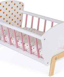 Janod Candy Chic Doll’s Bed – Wooden Baby Doll Cradle – Ages 3+ Years J05889